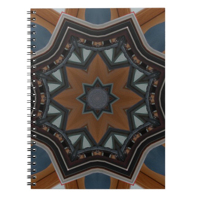 Kaleidoscope Brown Star pattern... Spiral Notebook (Front)