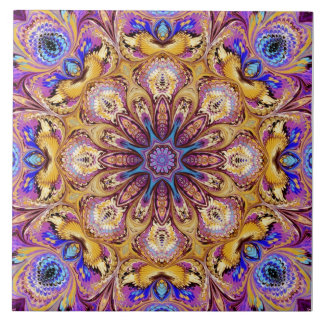 Kaleidoscope Ceramic Tile Purple Gold