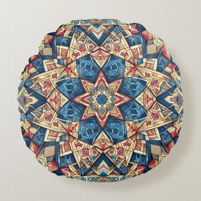 Kaleidoscope Colourful Design Round Cushion (Front)