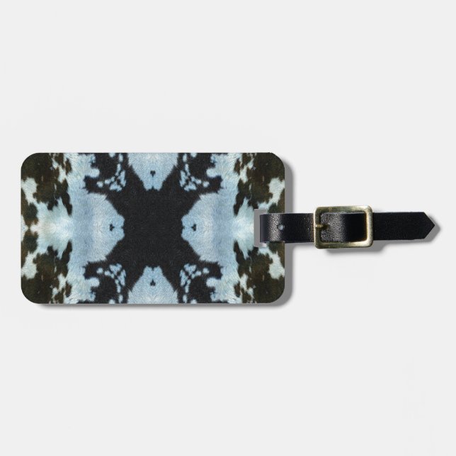Kaleidoscope cow hide pattern luggage tag (Front Horizontal)