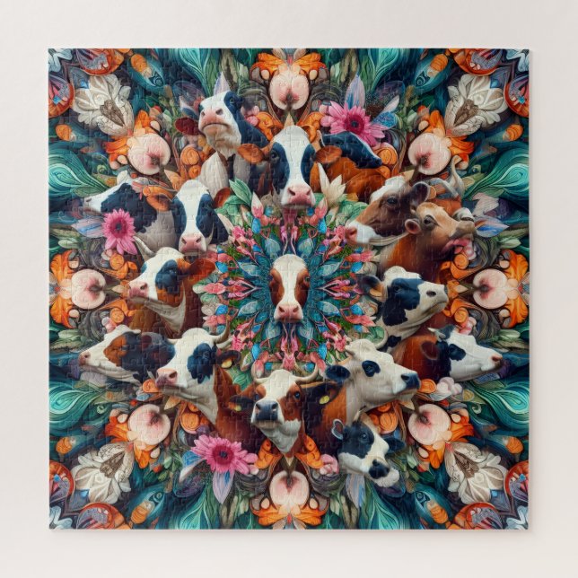 Kaleidoscope Cows Jigsaw Puzzle (Vertical)