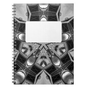 Kaleidoscope dark grey Star... Spiral Notebook