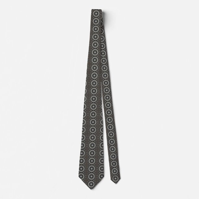 Kaleidoscope Design Black Grey Blue White Art Tie (Front)
