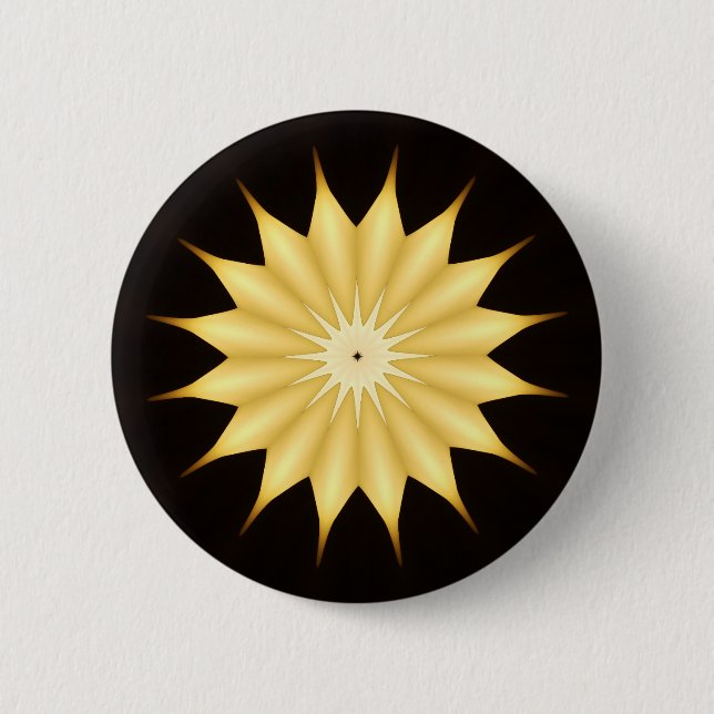 Kaleidoscope Design Bright Yellow Star 6 Cm Round Badge (Front)