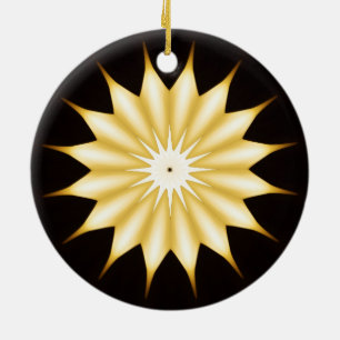 Kaleidoscope Design Bright Yellow Star Ceramic Tree Decoration