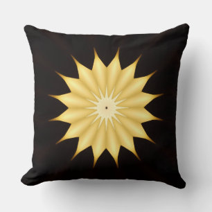 Kaleidoscope Design Bright Yellow Star Cushion