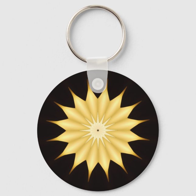 Kaleidoscope Design Bright Yellow Star Key Ring (Front)