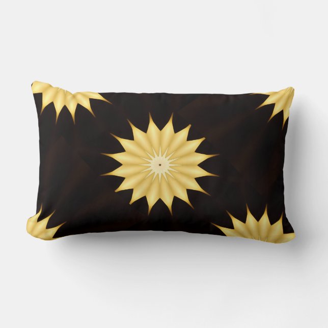 Kaleidoscope Design Bright Yellow Star Lumbar Cushion (Front)