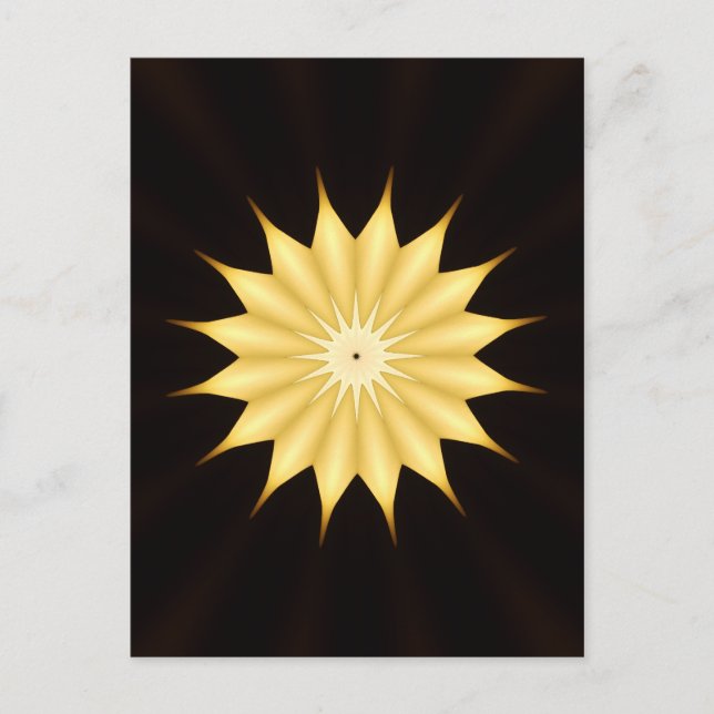 Kaleidoscope Design Bright Yellow Star Postcard (Front)
