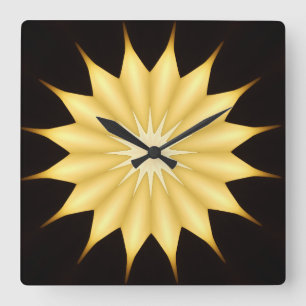 Kaleidoscope Design Bright Yellow Star Square Wall Clock