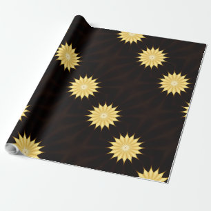 Kaleidoscope Design Bright Yellow Star Wrapping Paper