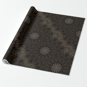 Kaleidoscope Design Dark Brown Rustic Floral Wrapping Paper