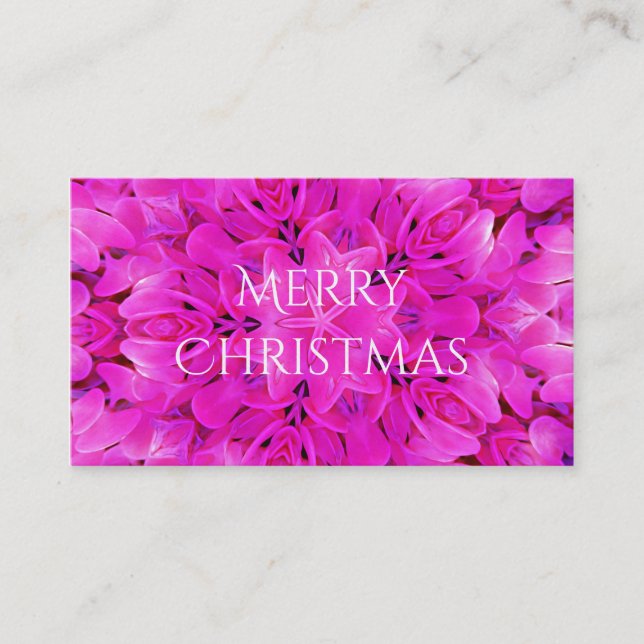 Kaleidoscope Design Hot Pink Floral Art Business Card (Front)