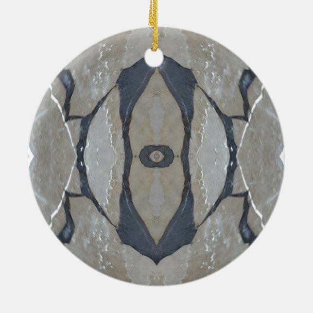 Kaleidoscope Design Light and Dark Grey Pattern Ceramic Tree Decoration (Back)