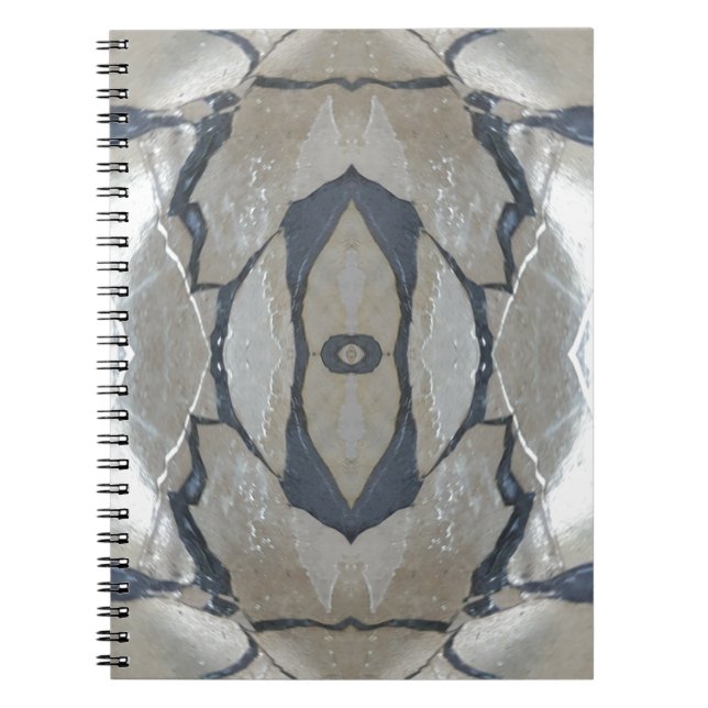Kaleidoscope Design Light and Dark Grey Pattern Spiral Notebook (Front)