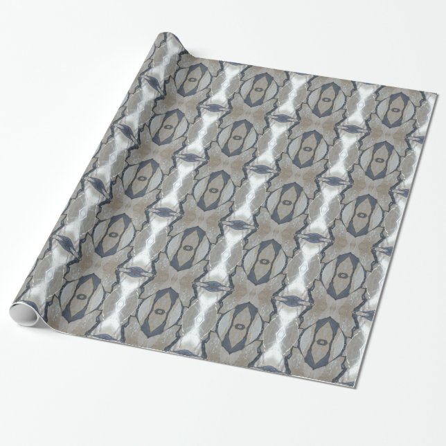 Kaleidoscope Design Light and Dark Grey Pattern Wrapping Paper (Unrolled)