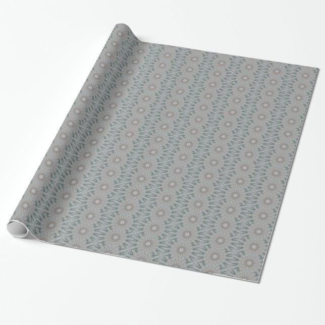 Kaleidoscope Design Rustic Light Grey Colours Wrapping Paper (Unrolled)