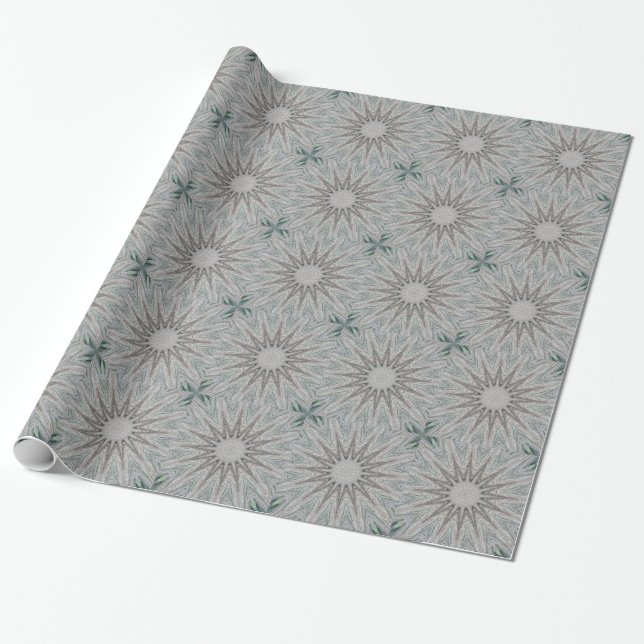 Kaleidoscope Design Rustic Light Grey Colours Wrapping Paper (Unrolled)
