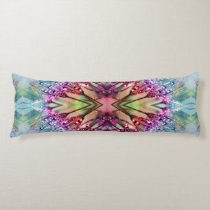 Kaleidoscope Dewdrops: Abstract Floral Art Body Cushion