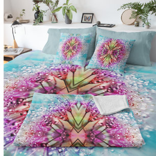 Kaleidoscope Dewdrops: Abstract Floral Art Cushion