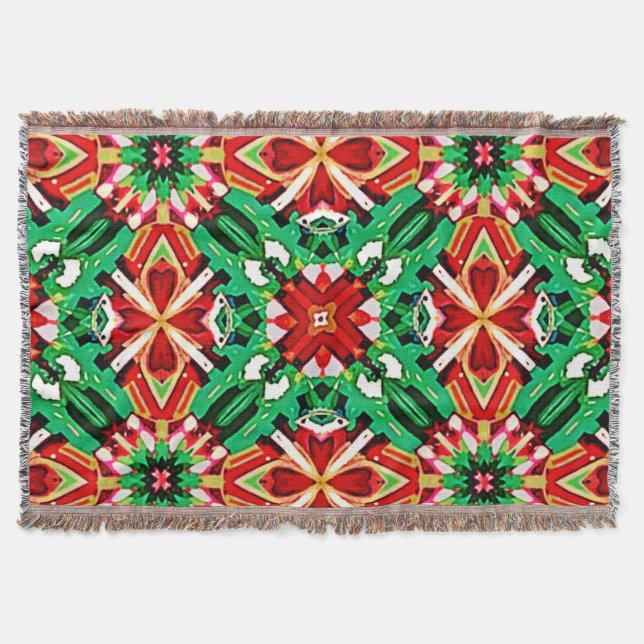 Kaleidoscope Dream Mandala Art Throw Blanket (Front)