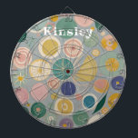 Kaleidoscope Dream Personalized Dartboard<br><div class="desc">Immerse yourself in a world of gentle wonder with this enchanting design. A delightful symphony of pastel-colored shapes unfolds before your eyes. Abstract circles mingle playfully with whimsical wheels, while delicate leaves add a touch of nature's grace. This captivating composition rests upon a soothing backdrop, creating a sense of harmony...</div>