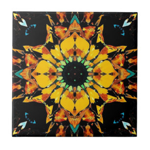 Kaleidoscope Dreams: An Abstract Sunflower Tile