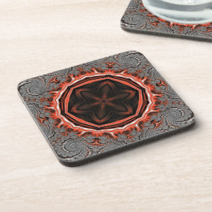 Kaleidoscope Flames Plastic Coasters