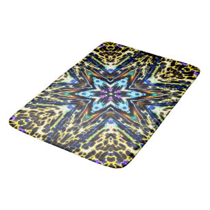 Kaleidoscope flower cartoon surrounded by bumpy th bath mat