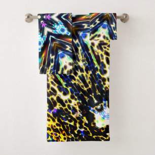 Kaleidoscope flower cartoon surrounded by bumpy th bath towel set