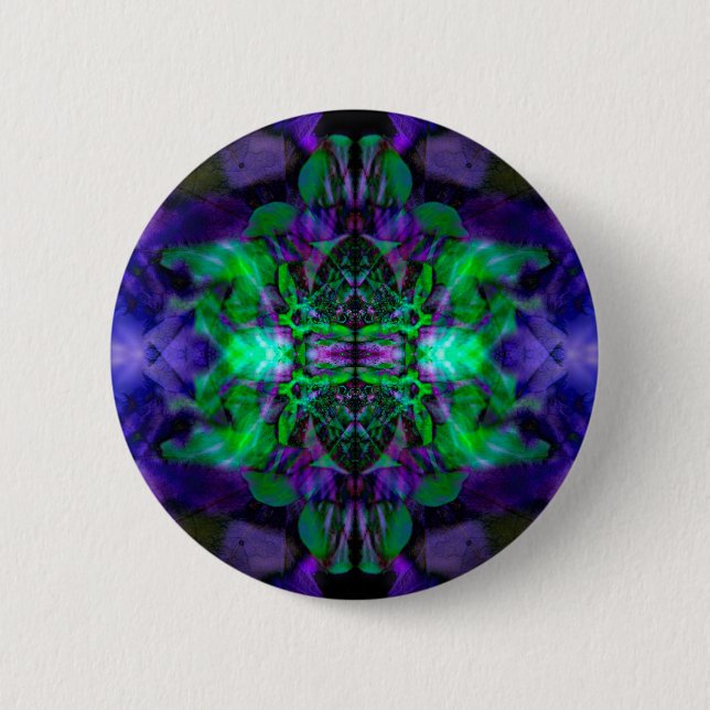 Kaleidoscope flower pattern 6 cm round badge (Front)