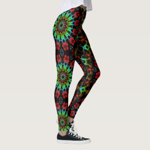 Kaleidoscope Fractal Hibiscus Flowers II Leggings