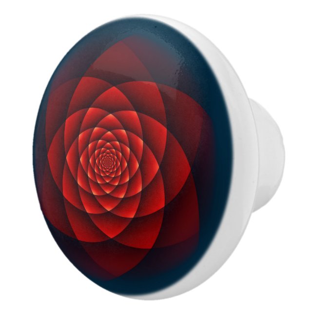 Kaleidoscope Fractal - red rose + your ideas Ceramic Knob (Right)