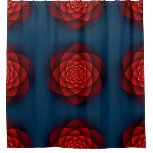 Kaleidoscope Fractal - red rose + your ideas Shower Curtain