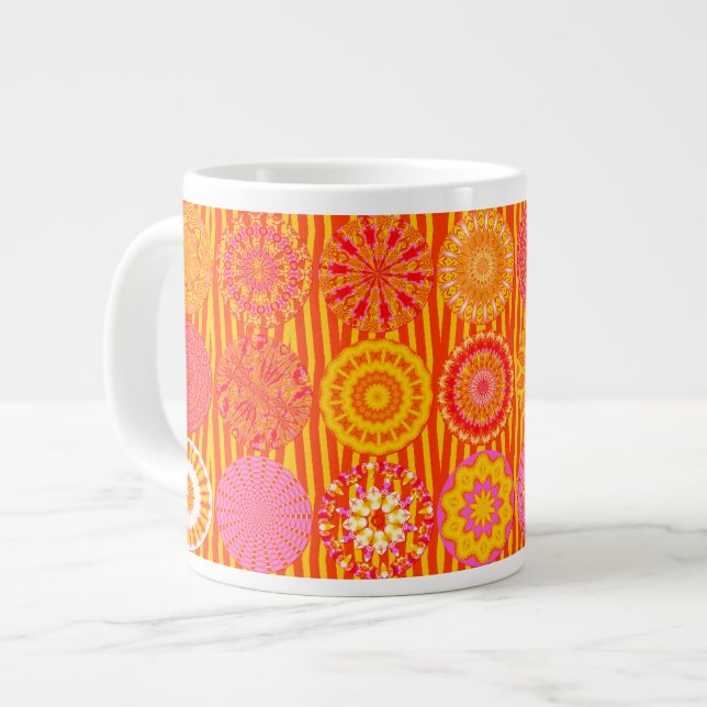 Kaleidoscope Fun, Pink-Orange Jumbo Mug (Front Left)