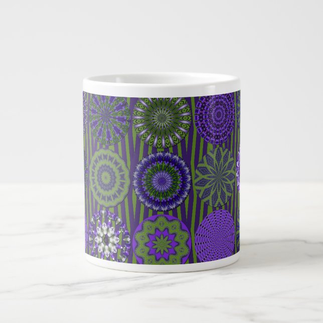 Kaleidoscope Fun, Purple-Green Jumbo Mug (Front)