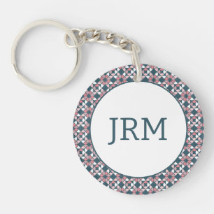 Kaleidoscope Geometric Pattern Pink Key Ring