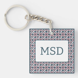 Kaleidoscope Geometric Pattern Pink Key Ring