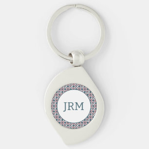 Kaleidoscope Geometric Pattern Pink Key Ring