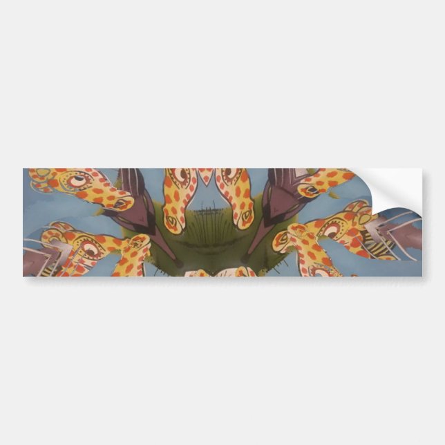 Kaleidoscope Giraffe Mandala: Abstract Safari Art Bumper Sticker (Front)