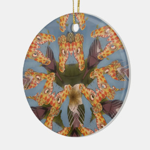 Kaleidoscope Giraffe Mandala: Abstract Safari Art Ceramic Tree Decoration