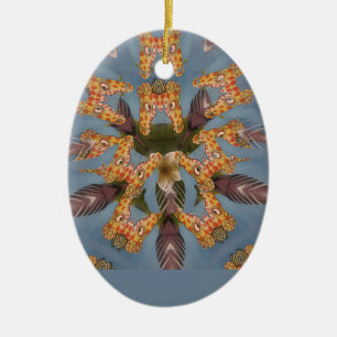 Kaleidoscope Giraffe Mandala: Abstract Safari Art Ceramic Tree Decoration