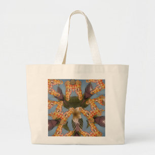 Kaleidoscope Giraffe Mandala: Abstract Safari Art Large Tote Bag