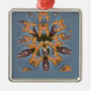 Kaleidoscope Giraffe Mandala: Abstract Safari Art Metal Tree Decoration