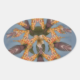 Kaleidoscope Giraffe Mandala: Abstract Safari Art Oval Sticker