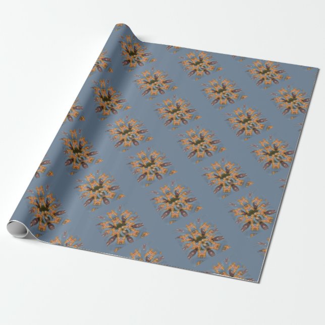 Kaleidoscope Giraffe Mandala: Abstract Safari Art Wrapping Paper (Unrolled)