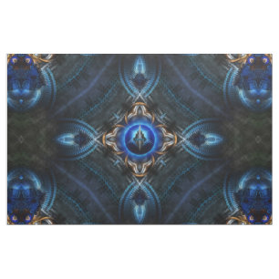 Kaleidoscope Golden Blue Fabric Print
