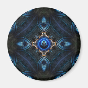 Kaleidoscope Golden Blue Magnet