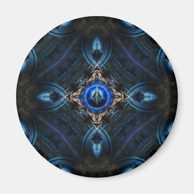 Kaleidoscope Golden Blue Magnet (Front)