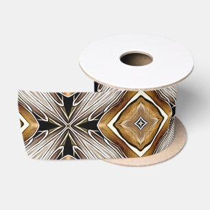 Kaleidoscope Golden-Bronze Pattern Satin Ribbon
